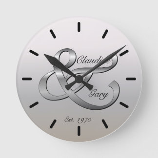 Horloge Ronde Couples Nom et date de l'horloge murale