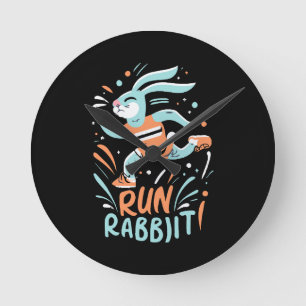 Horloge Ronde courir lapin marathon coureur lapin mignon