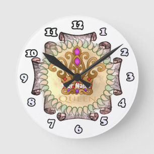 Horloge Ronde Couronne de Reine Fantaisie 