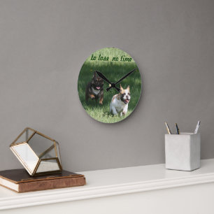 Horloge Ronde Course de bulldog français French Bulldog