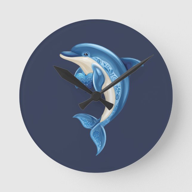 Horloge Ronde Coussin dauphin souriant (Recto)