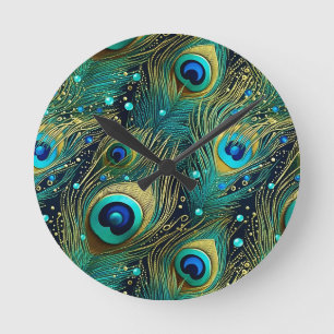 Horloge Ronde Coussin de décoration Passion Paon