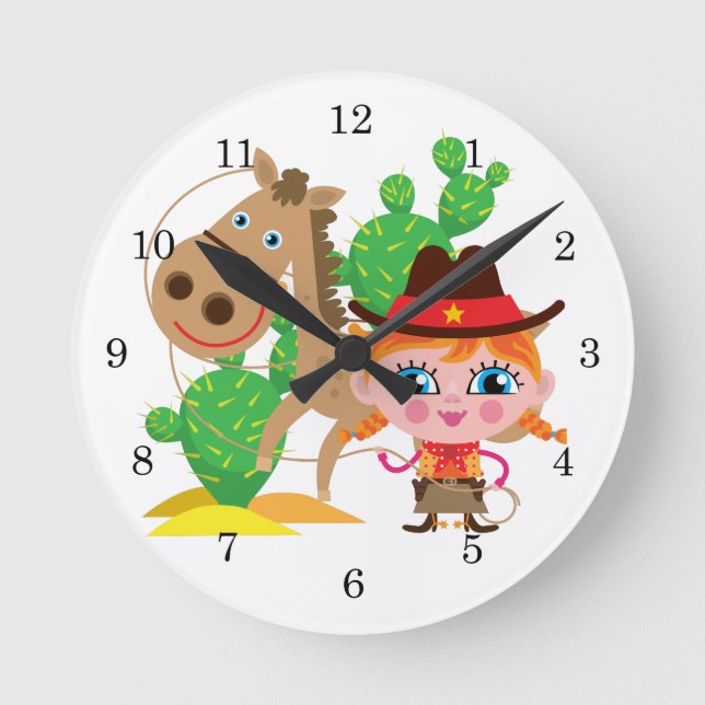 Horloge Ronde Cowgirl et Horse (Recto)