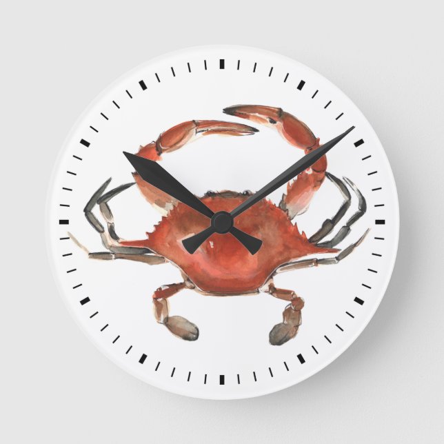 Horloge Ronde Crabe aquarelle - Rouge (Recto)