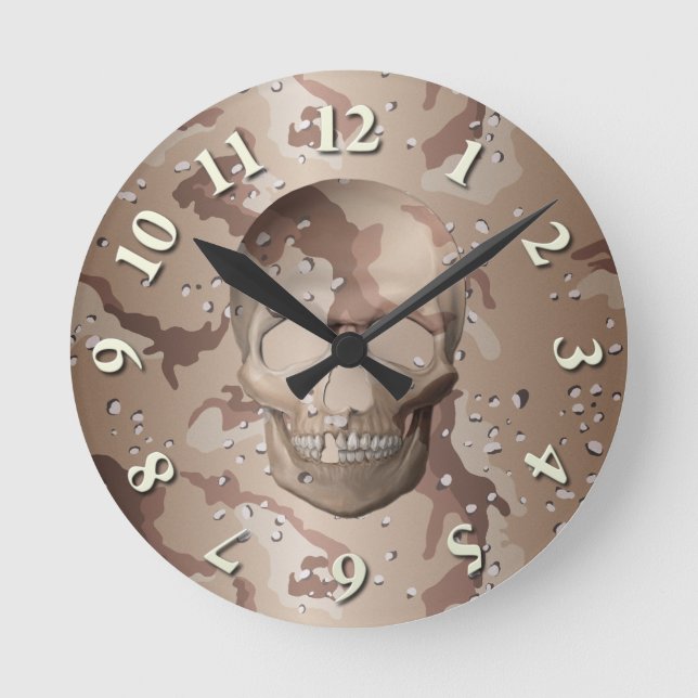Horloge Ronde Crâne Camo Désert 3D (Recto)