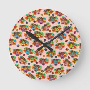 Horloge Ronde Crâne de sucre Catrina