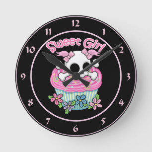 Horloge Ronde Crâne doux de fille