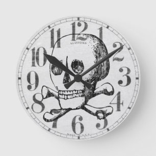 Horloge Ronde Crâne et os croisés