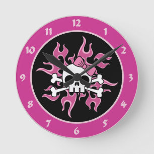 Horloge Ronde Crâne flamboyant Girlie