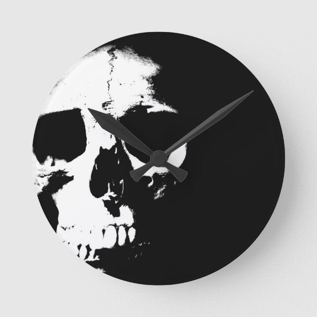 Horloge Ronde Crâne noir et blanc (Recto)