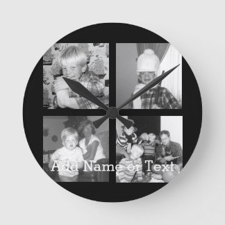 Horloge Ronde Create sur Instagram Collage with 4 photos - Black