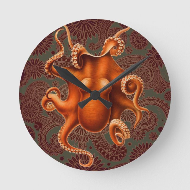 Horloge Ronde Créature du monstre de la mer d'Octopus Cephalapod (Recto)