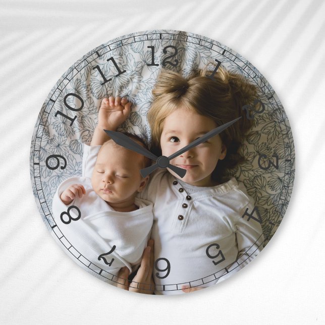 Horloge Ronde Créez votre propre photo personnalisée moderne (Créateur téléchargé)