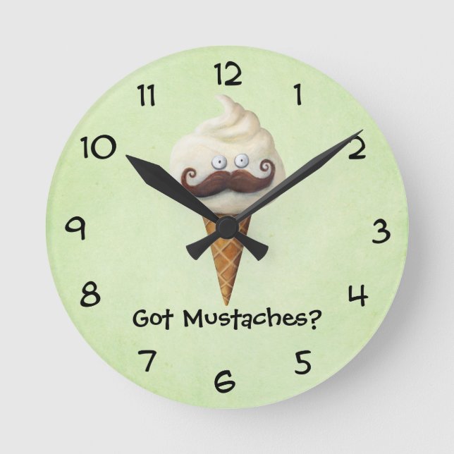 Horloge Ronde Crème glacée aux moustaches (Recto)