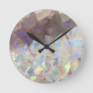 Horloge Ronde Cristaux iridescents d'aura