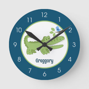 Horloge Ronde Crocodile Gator Marine Blue Green Jungle Safari
