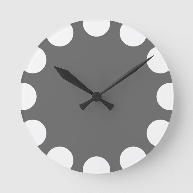 Horloge Ronde Croissant couleur - Blanc avec gris (Recto)