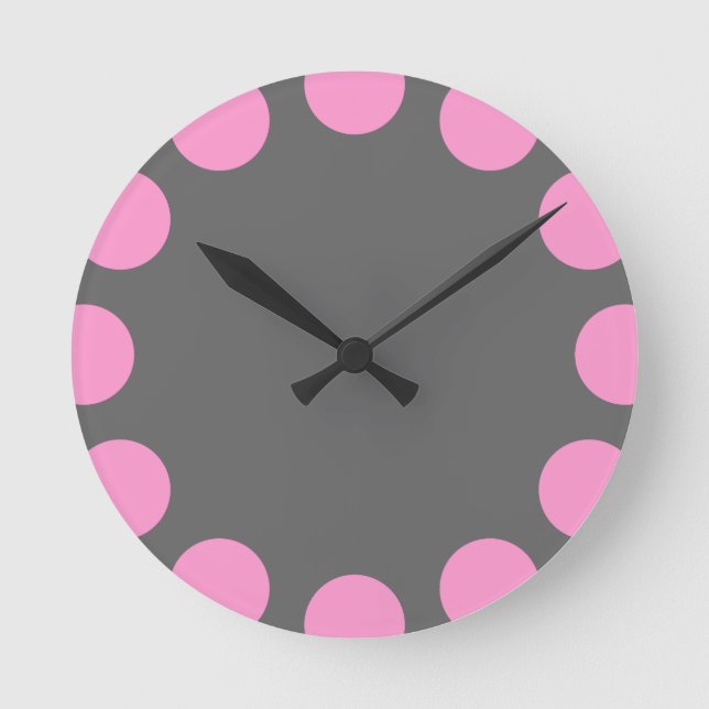 Horloge Ronde Croissant couleur - rose et gris (Recto)