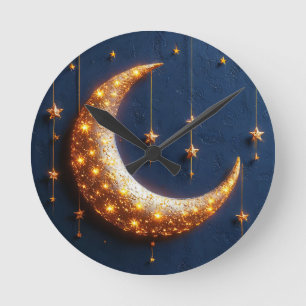 Horloge Ronde Croissant de lune magnifiquement illuminé