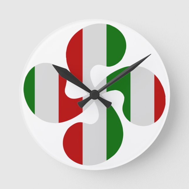 Horloge Ronde Croix Basque Multicouleurs (Recto)