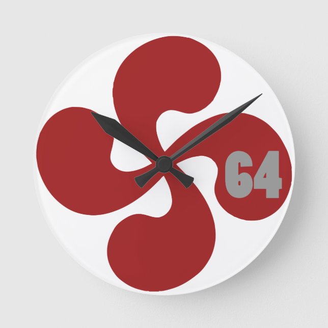 Horloge Ronde Croix basque rouge 64 Lauburu (Recto)