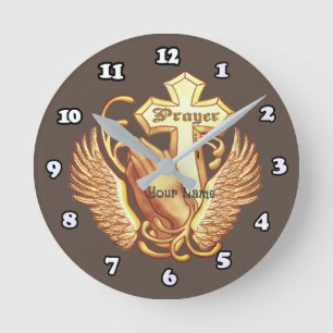 Horloge Ronde Croix de prière toujours