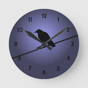Horloge Ronde Crow sur fil de téléphone