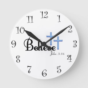 Horloge Ronde Croyez Avec L'Horloge Murale Des Croix Bleues