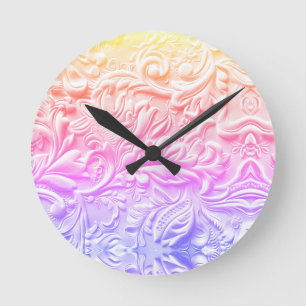 Horloge Ronde Cuir arc-en-ciel vintage