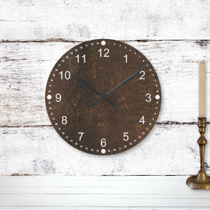 Horloge Ronde Cuir de vachette faux cuir