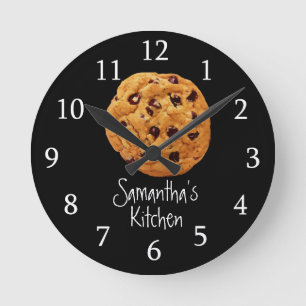 Horloge Ronde Cuisine à chips au chocolat noir et blanc