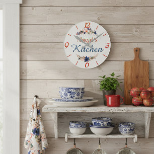 Horloge Ronde Cuisine florale personnalisée