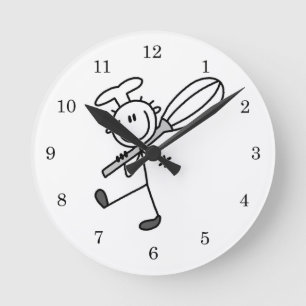 Horloge Ronde Cuisinier Bonhomme Allumette Avec Fouet