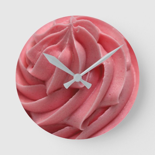 Horloge Ronde Cupcake frosting swirl cute rose (Recto)