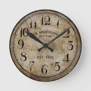 Horloge Ronde Custom Old Retro Vintage Distressed Classic
