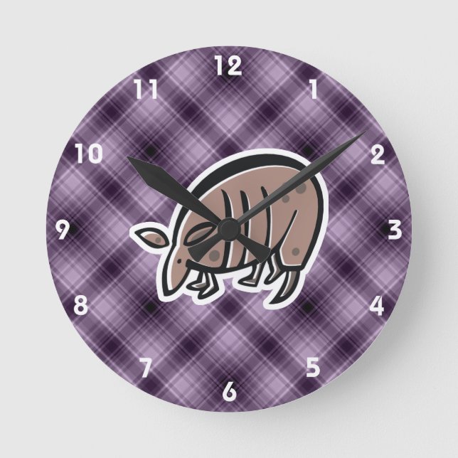 Horloge Ronde Cute Armadillo; Purple (Recto)