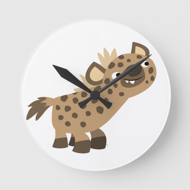 Horloge Ronde Cute Curious Cartoon Hyena Wall Clock (Recto)