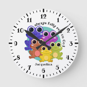Horloge Ronde Cute Custom PLEINEMENT COMPTER SUR DIEU Christian