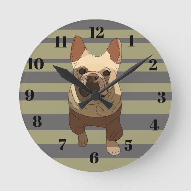 Horloge Ronde Cute dog, Striped (Recto)
