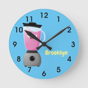 Horloge Ronde Cute happy food mixender cuisine appareil dessin a