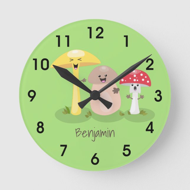 Horloge Ronde Cute kawaii champignon champignon toadstool (Recto)