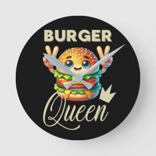 Horloge Ronde Cute Kawaii Hamburger