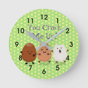 Horloge Ronde Cute kawaii oeufs humoristique dessin animé