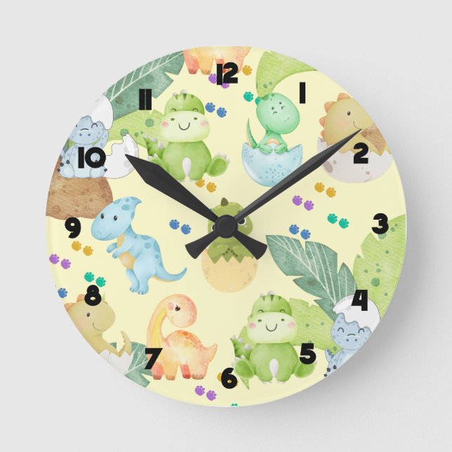 Horloge Ronde Cute Little Dino (Recto)