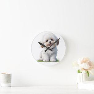 Horloge Ronde Cute Little Shih Tzu Amoureux des chiens chiot