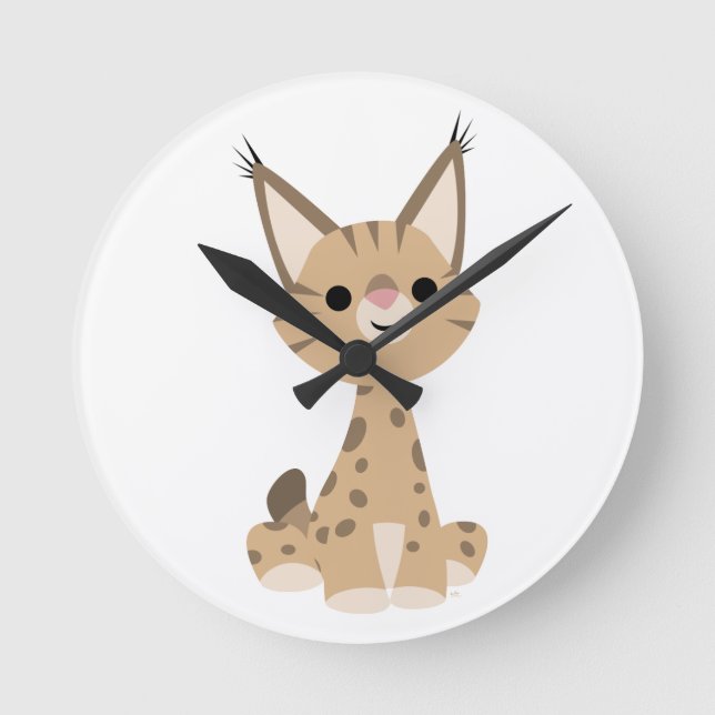 Horloge Ronde Cute Lynx Wall Clock (Recto)