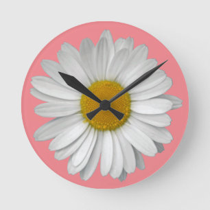 Horloge Ronde Cute Moderne Simple Fleur De Fleur De Fer Corail R