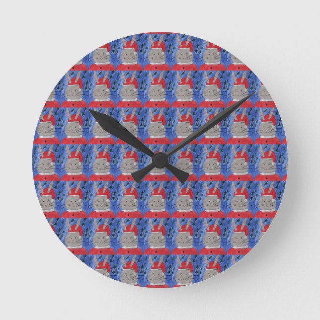 Horloge Ronde Cute Père Noël Bunny (Recto)