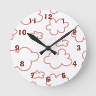 Horloge Ronde Cute Pink and White Clouds Acrylic Wall Clock