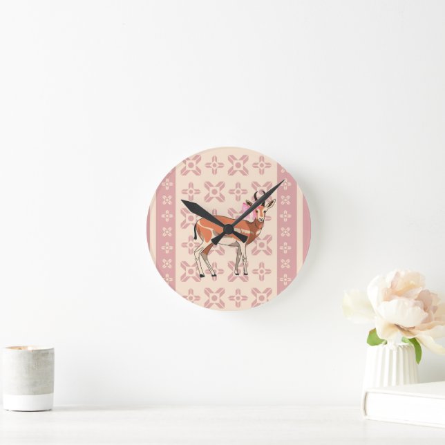 Horloge Ronde Cute  Pink Doe-patterned Christmas  (Maison)